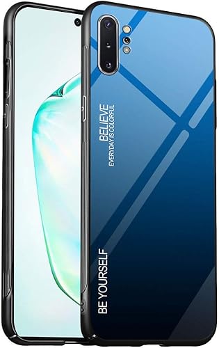 Note 10 Plus, funda para Samsung Galaxy Note 10 Plus, patrón de vidrio templado con parte trasera + marco de TPU híbrido funda delgada para Galaxy