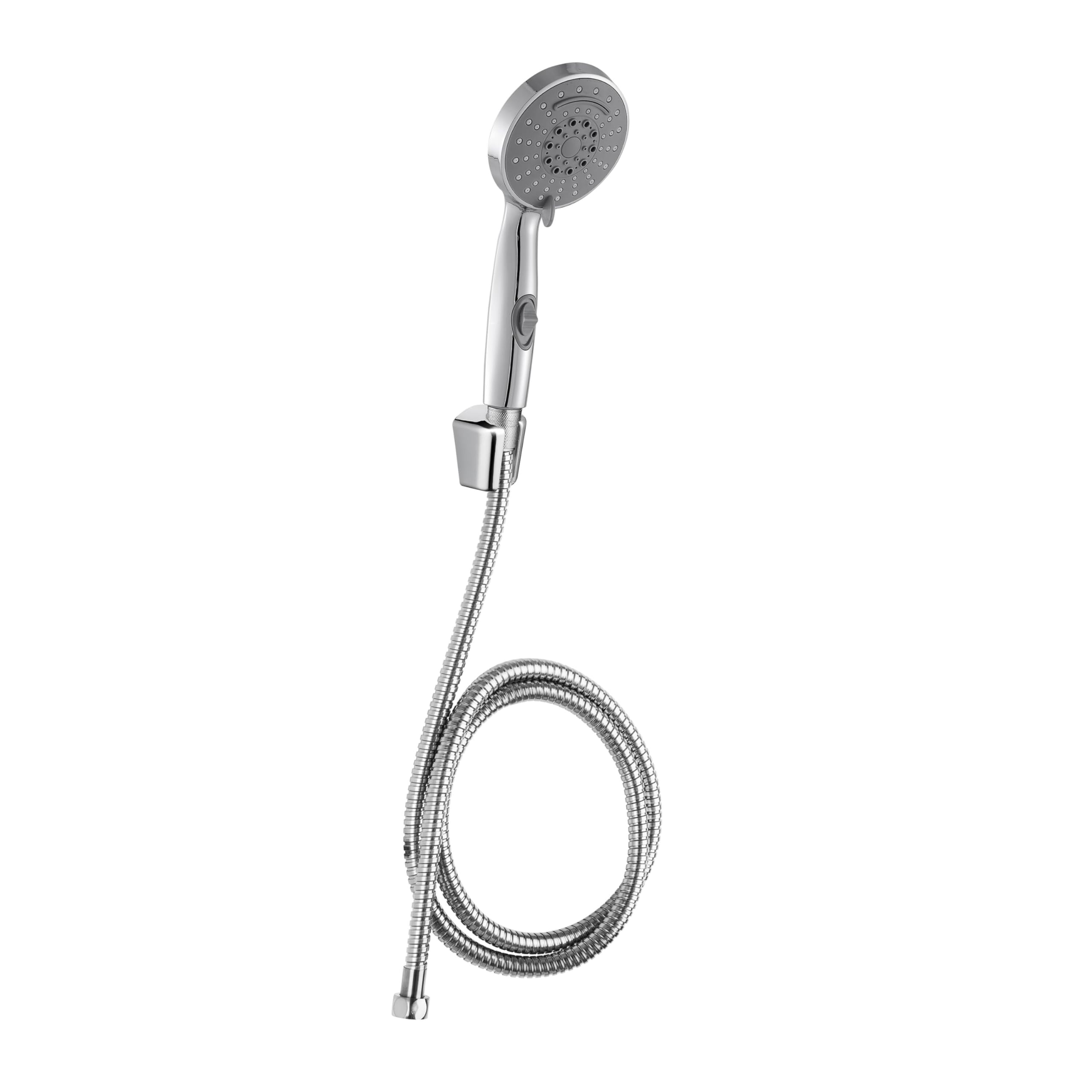 Wirquin 60724876 Pommeau de douche Cindy chromé 4 jets anti-calcaire, bouton stop Jet avec flexible inox 1m50