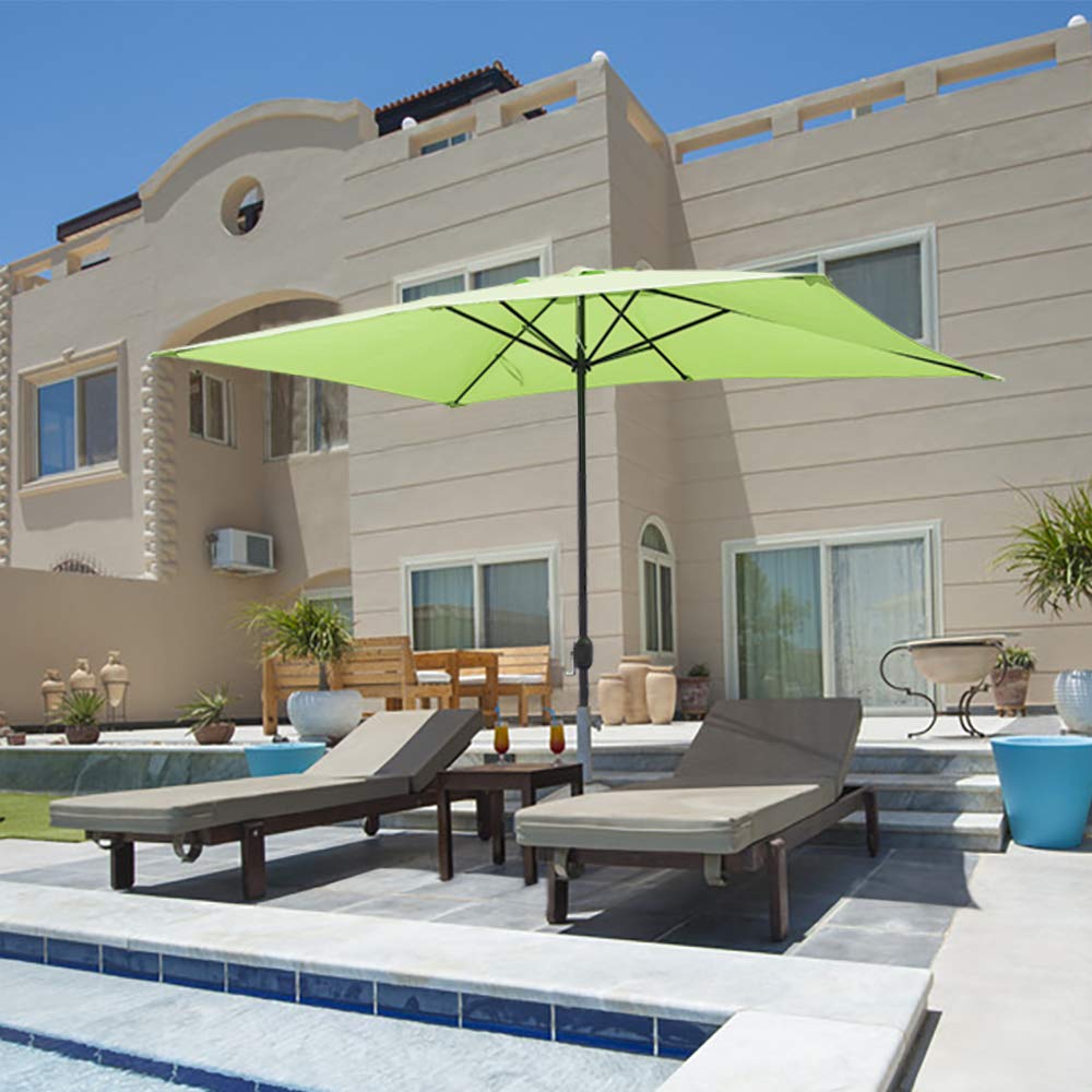 Amazon Com Abble Outdoor Patio Umbrella 10 Ft X 6 5 Ft Rectangular With Crank Weather Resistant Uv Protection Water Repellent Durable 6 Sturdy Steel Ribs With Easy Lock Button Crank Market Outdoor Table