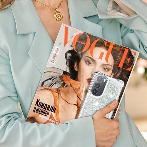 Miniatura 7 de Funda compatible con Motorola Moto Edge Plus 2022 con purpurina líquida linda funda transparente para teléfono flotante de arena movediza a prueba