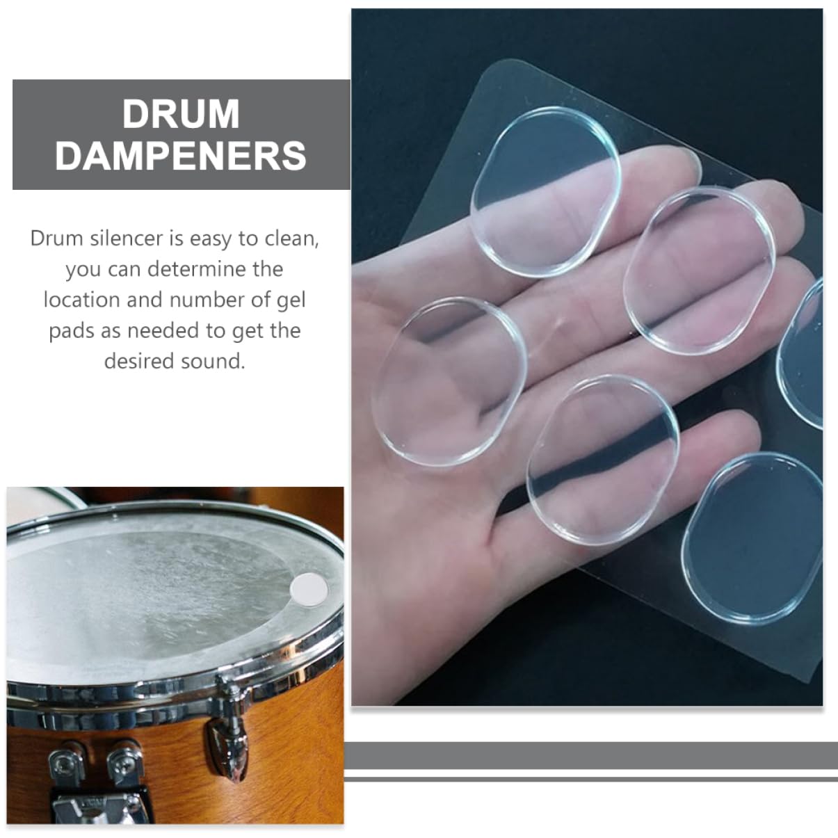 ibasenice 20fogli Silicone Drum Dampeners Silenziosi Per Batteria Adesivi Trasparenti Controllo Del Volume Per Pratiche Senza Disturbo Accessori Per Batteristi