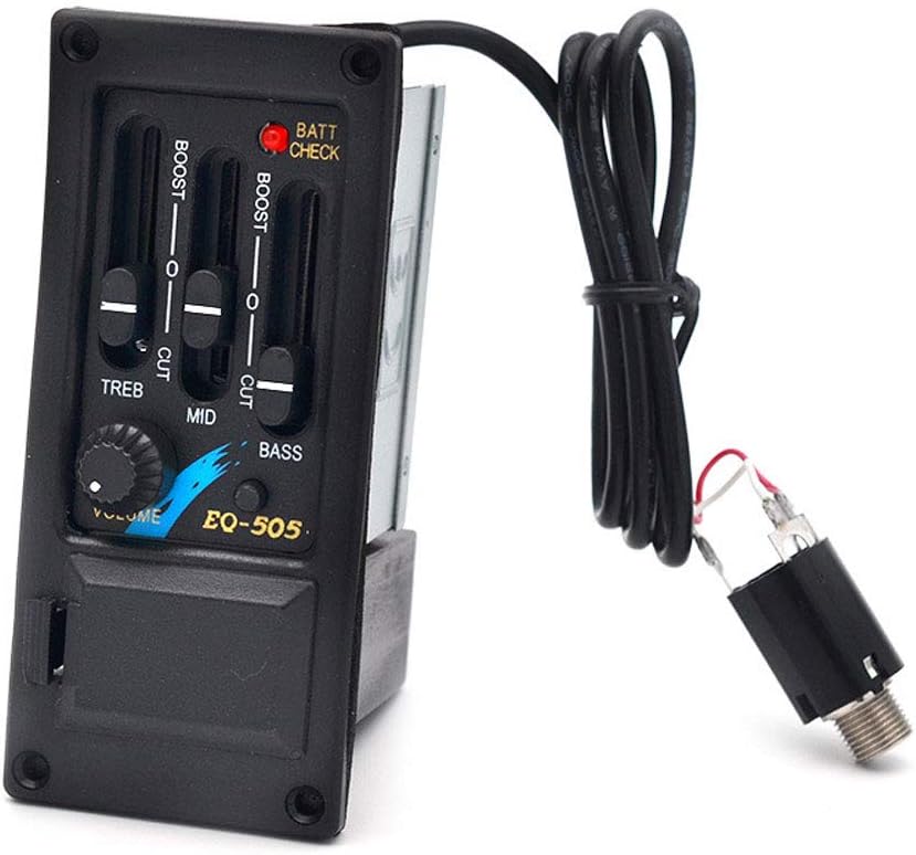 Left Pickup 3 Band EQ-505 Preamp Amplifier Equalizer Tuner Piezo Pickup for Acoustic Guitars