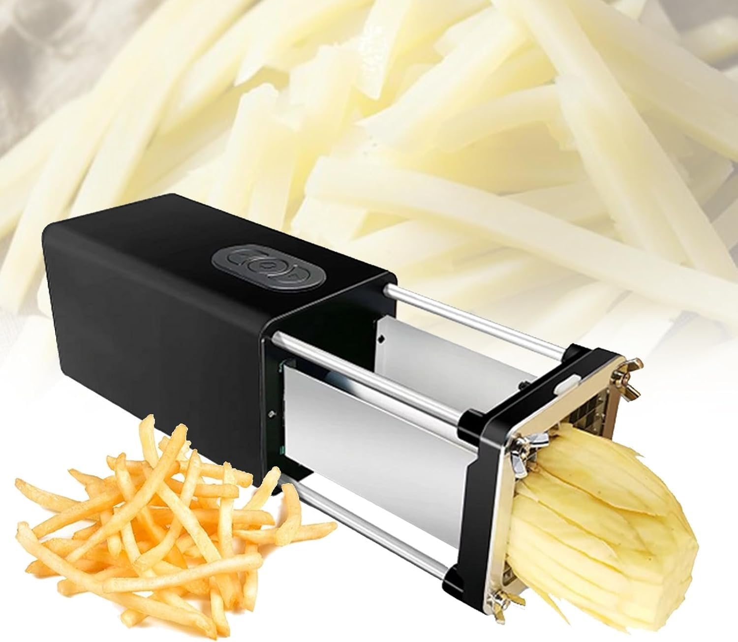 ASerZenith Electric Potato Cutter And Vegetable Chopper, Large Capacity Design For Commercial Kitchens,Black