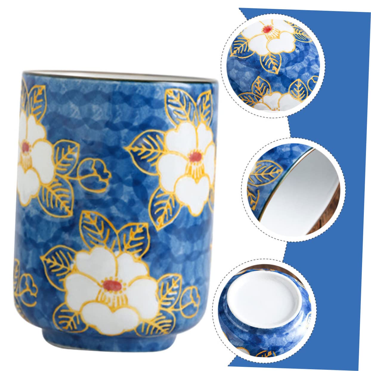 Tasse à saké traditionnelle, verres à vin en céramique, 4 pièces, verres à fleurs, tasses de maison, buvant du thé, bureau, motif floral en porcelaine, motif pratique, bol à saké Fu vintage en céramiq