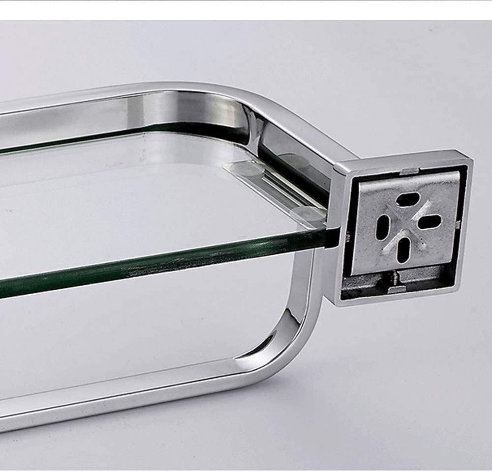 Mensola angolare da bagno a parete, in vetro temperato, 30,5 cm, con barra porta asciugamani, in acciaio inox resistente, design quadrato salvaspazio, ideale per bagni moderni