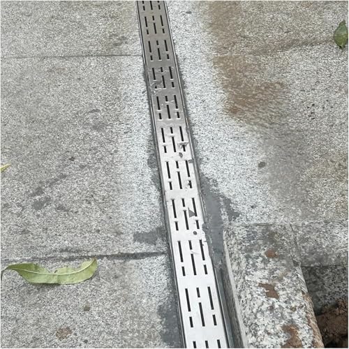304 Stainless Steel Linear Drain Kit，Channel Deck Drain Pipe Outdoor Trench Drainage System Outdoor Slim Channel Drainage System for Patio Driveway Yard Rainwater Grate Plate(15x5cm/6x2in)