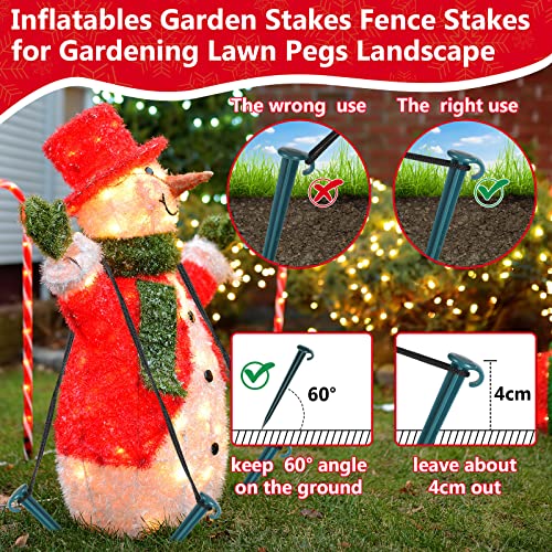Vicenpal 24 Pcs 7 Inch Plastic Yard Stakes Inflatables Heavy Duty Plastic Garden Stakes for Tent Ground Replacement Outdoor Fence Lawn Pegs Landscape Staples Halloween Christmas Decorations (Green) by Vicenpal - Image 3