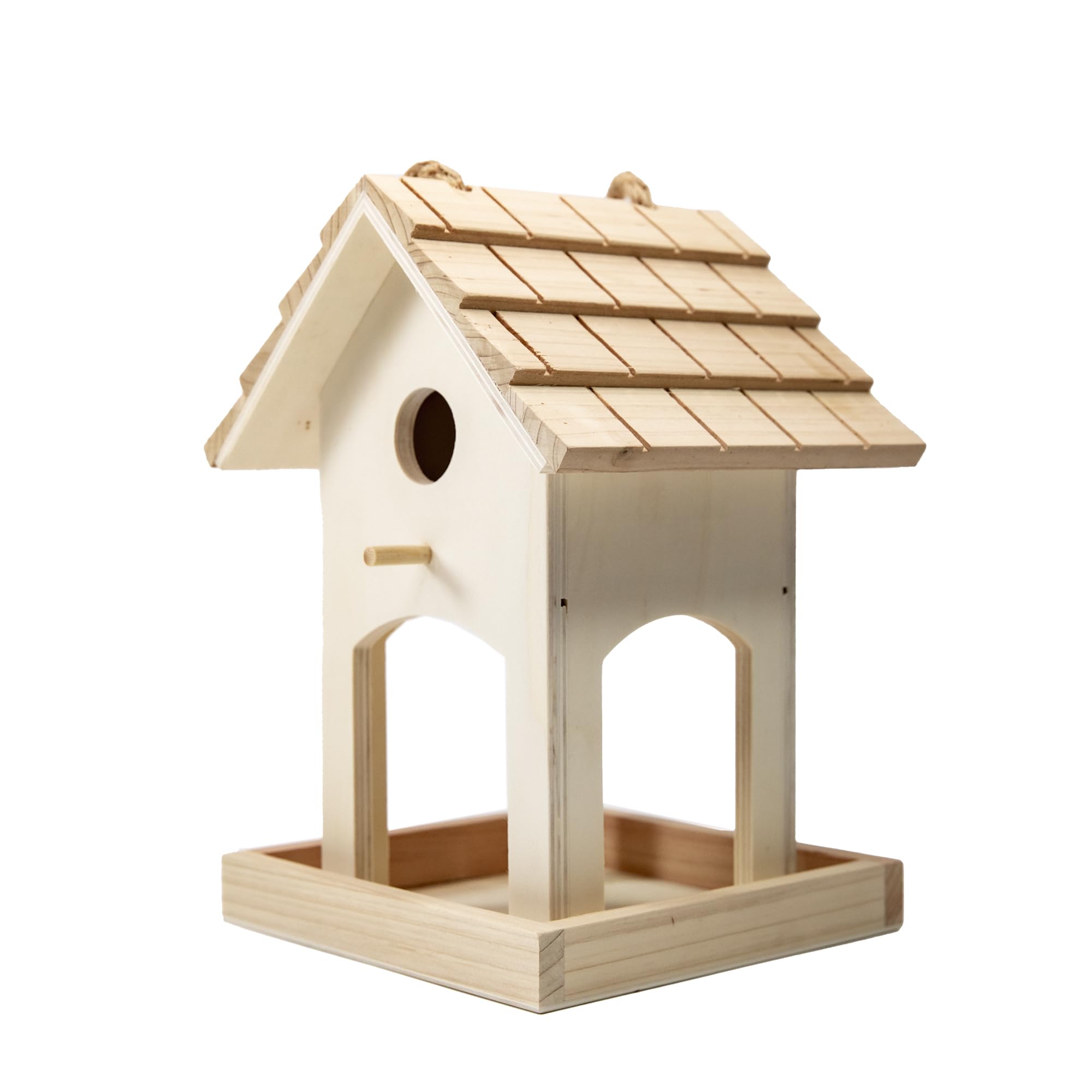 YCHTEWY-DIY Wooden Bird House,Wild Bird Feeder, Hanging Birdhouse Attract Birds & Beautify Your Yard! (Cream, A) - Image 3