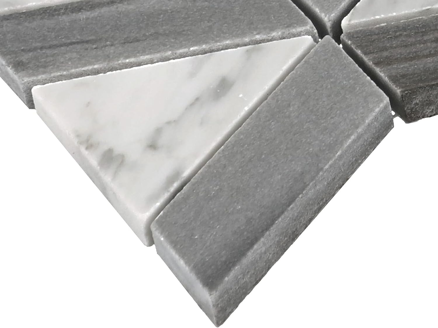 Daltile Perfit Mosaix Natural Stone Hinge Mosaic in Polished Ashen Palissandro & Carrara White (10 PC per Carton) (16.2 SQFT per Carton)