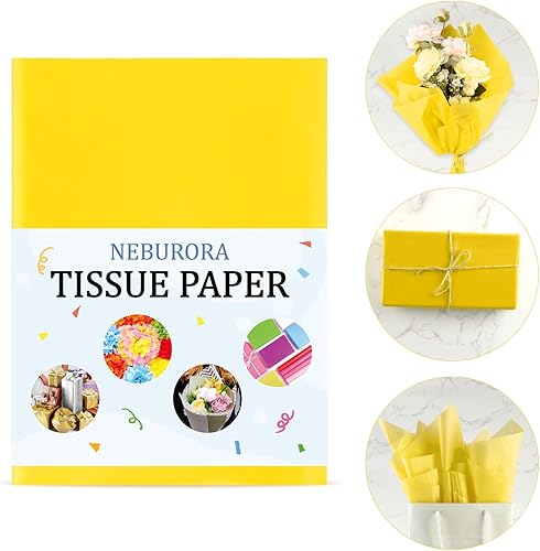 Miniatura 2 de NEBURORA 120 hojas de papel de seda amarillo, 14 x 20 pulgadas, papel de seda de regalo a granel, hojas de papel amarillo para bolsas de regalo,