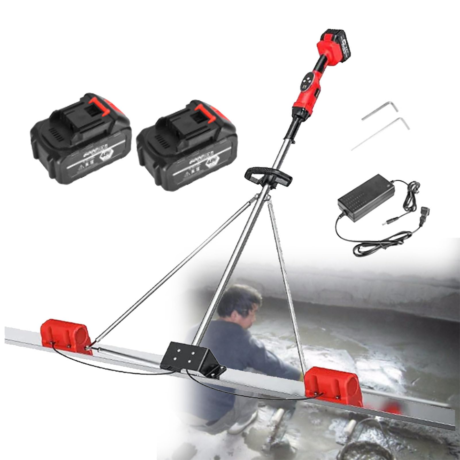 Vibrofinitrice per Calcestruzzo, Strumento di Vibrazione per La Finitura del Calcestruzzo, per Una Levigatura E Una Rifinitura Efficienti del Calcestruzzo 2*Battery-2M
