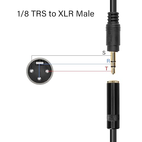Miniatura 3 de PNGKNYOCN Cable XLR a 1/8 corto, cable adaptador TRS hembra estéreo TRS a XLR macho (1.0 ft/1 pie)