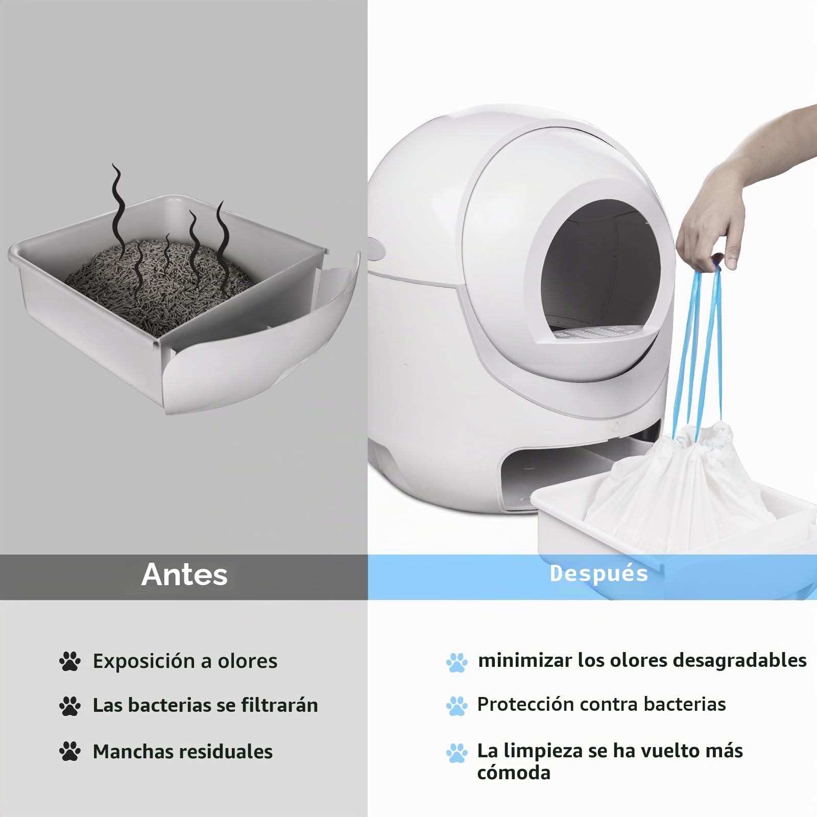 120 bolsas extragrandes para cajas de arena para gatos, bolsas para receptáculos de residuos para gatos Cleanpethome autolimpiante