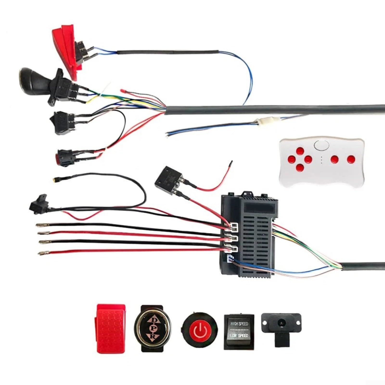 12V 40A Kabelbaum-Set für Kinder-Elektroauto mit 2,4G Fernbedienung, 200W Hochleistungssteuerung mit Vorwärts-Rückwärts-Schalter und Überlastschutz für DIY Spielzeugwagen-Upgrade