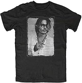 HAODI SHG Johnny Depp Girls White t Shirts Black Retro Vintage Blogger