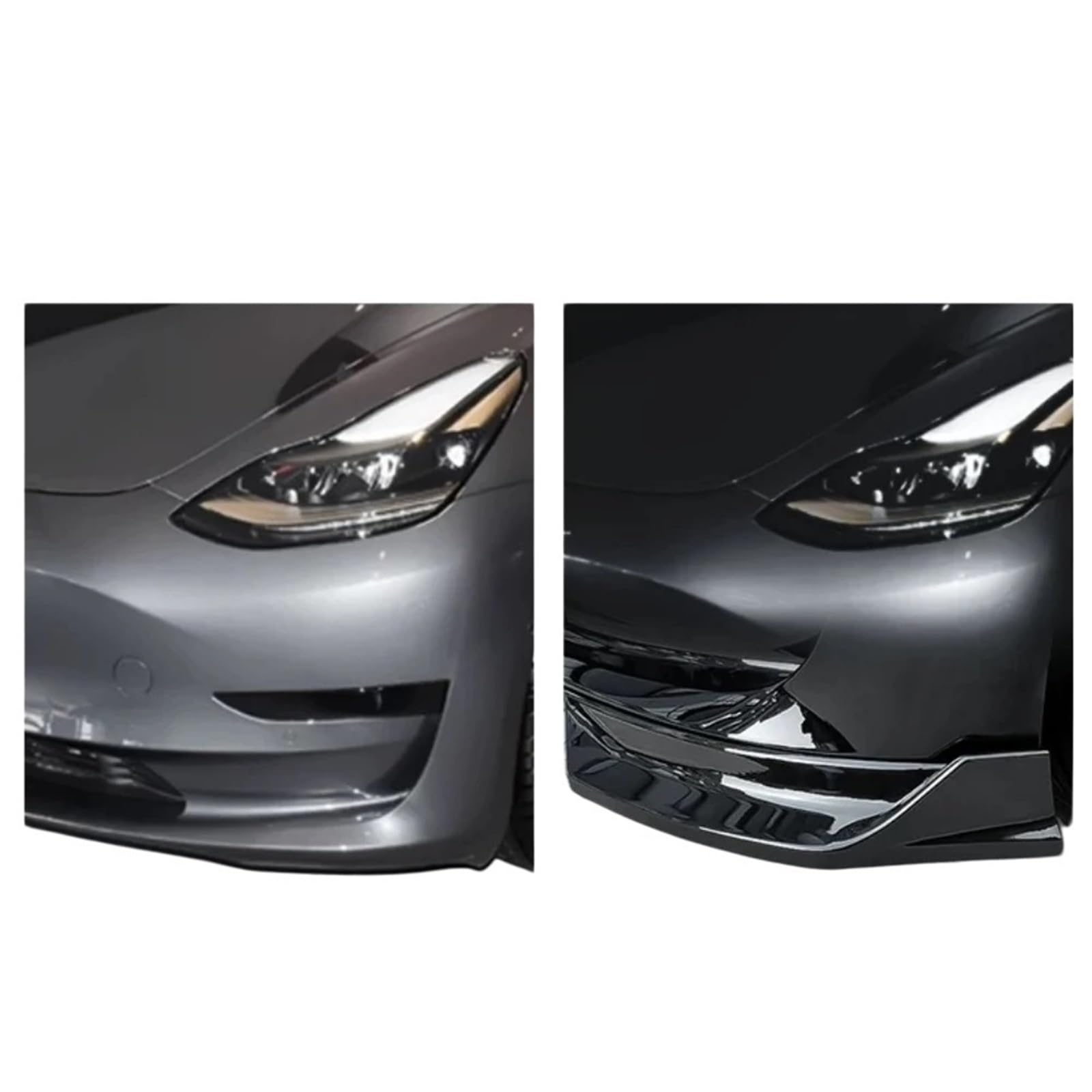 Kompatybilny z rozdzielaczem przedniego zderzaka Tesla Model 3 2024-2025 | Akcesoria ABS do spoilerów nadwozia sedana(Brigjht Carbon)