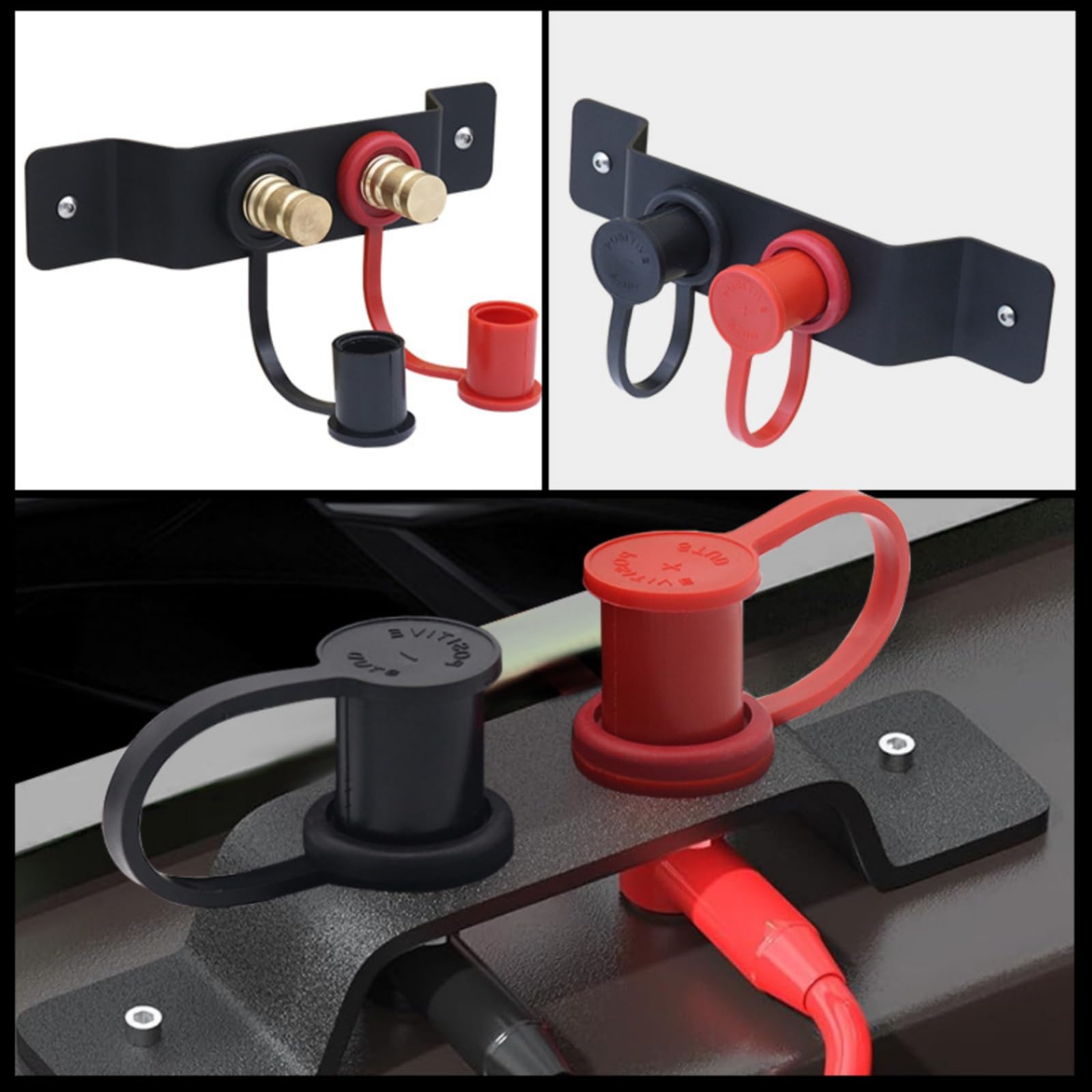 Kit Morsetti Terminali Batteristerni Isolato Morsetti Batteria con Staffa Impermeabile Morsettiera per Meccanici, Barca