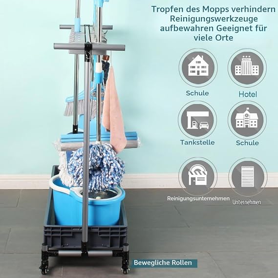 Cleaning tool storage stand broom holder cleaning trolley