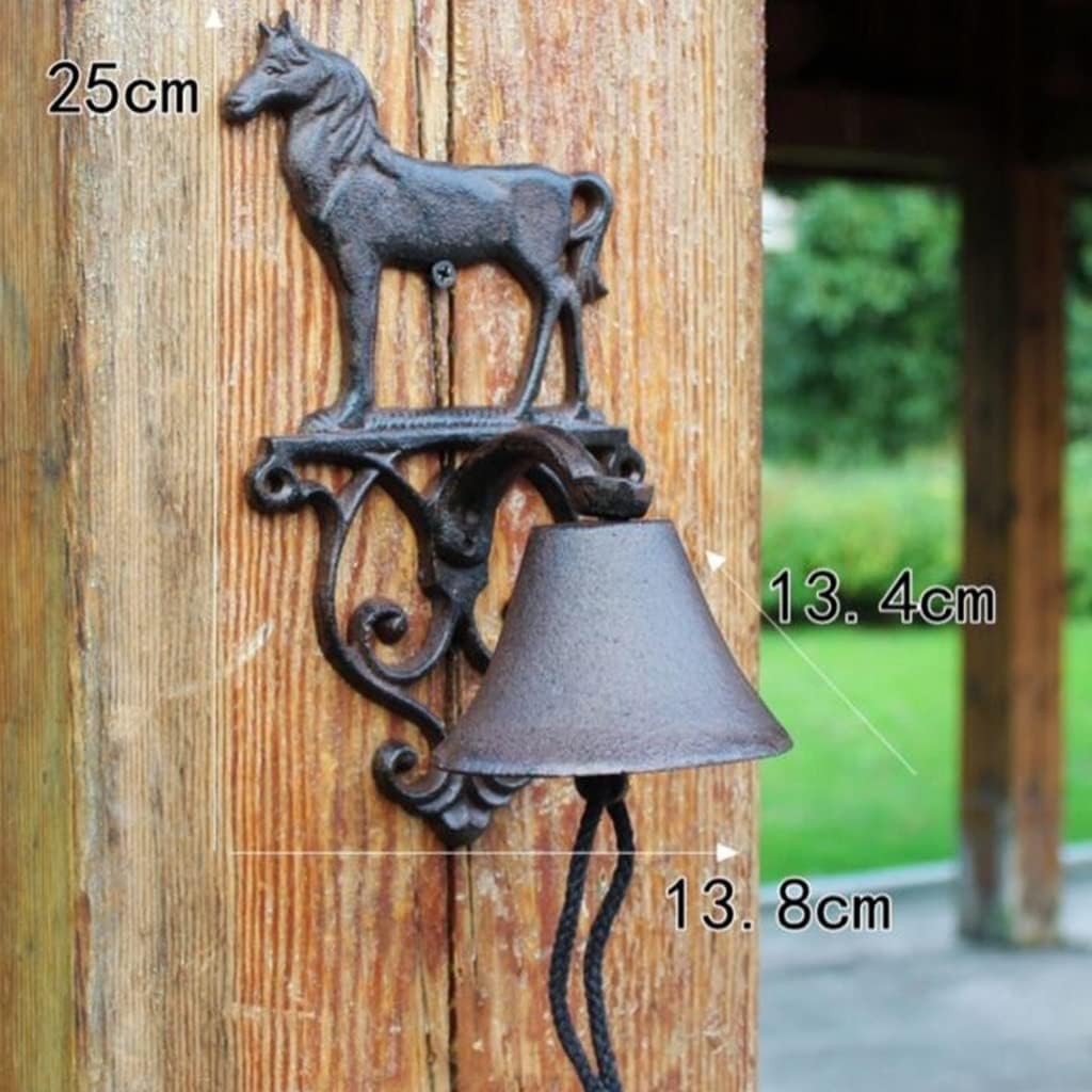Cast Iron Horse Decorative Handbell Doorbell, Country Garden Antique Outdoor Patio Garden Horse Doorbell