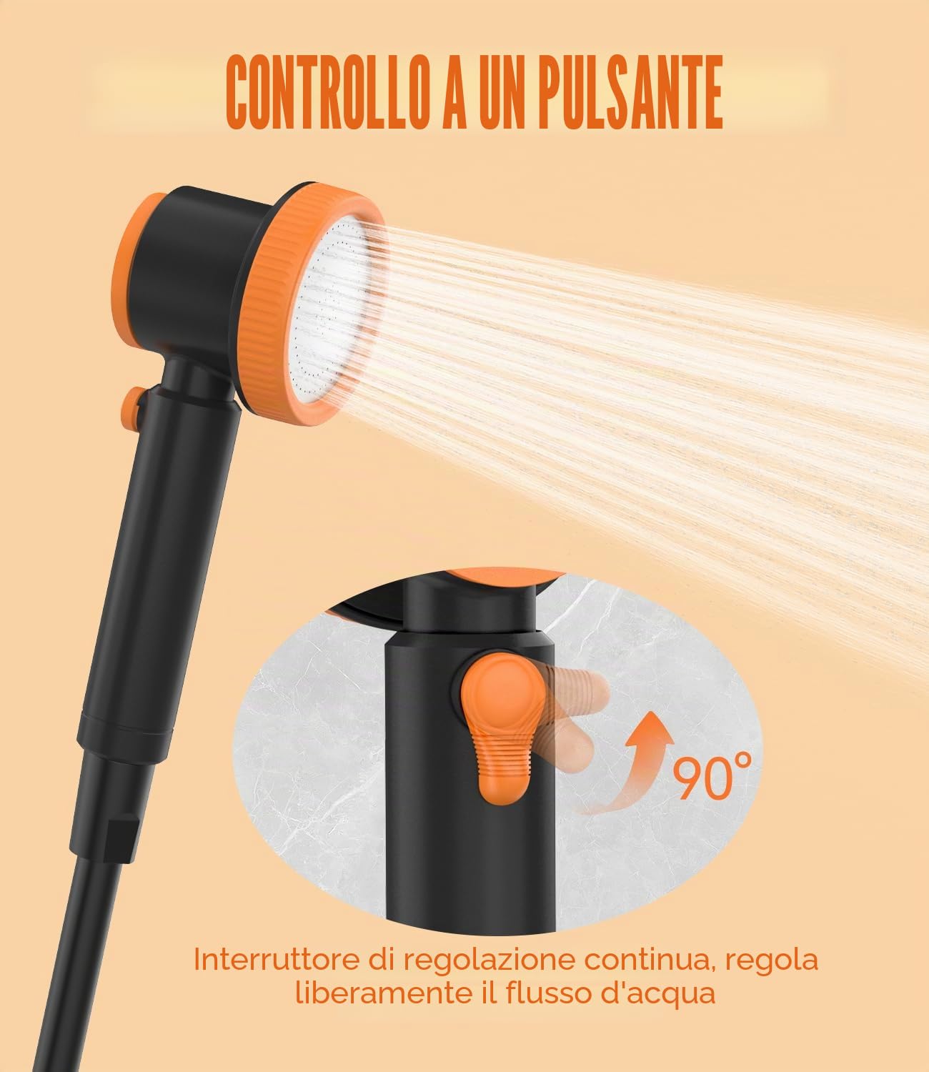 Doccia da Campeggio Portatile 8000mAh, Ricarica USB-C Rapida, IPX8 Impermeabile, Display LED con Temperatura (10-50°C), 2 modalità di Pressione, per Camper, Spiaggia, Pet, Emergenza Idrica | Impermeabile, Display LED con Temperatura (10-50°C), 2 modalità