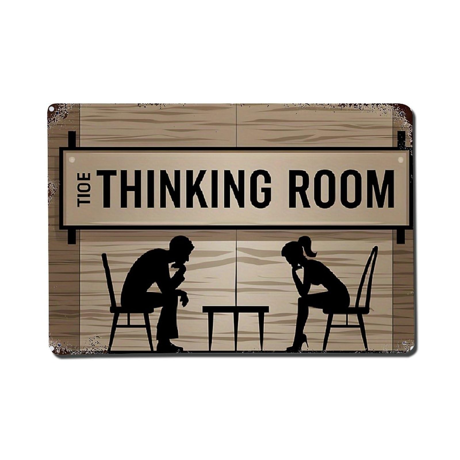 Jdfenggu Vintage Thinking Room Silhouette Couple Scene Retro Metal Tin Sign, Metal Poster For Bar, Home, Man Cave, Kitchen, Laundry Room Art Decor 8X12 Inch