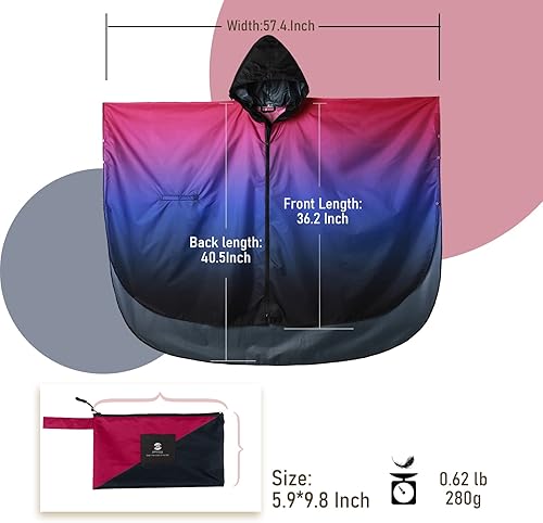 Miniatura 7 de SaphiRose Unisex Rain Poncho Raincoat Hooded for Adults Women with Pockets