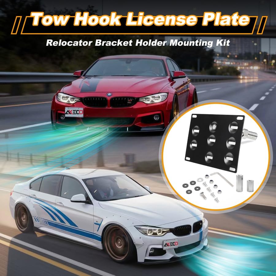 Miniatura 4 de Para BMW & Mini Gancho de remolque frontal sin taladro, para placa de matrícula, reubicador compensado F30 F31 F34 F35 F25 Cooper (14-19 F55 F56)