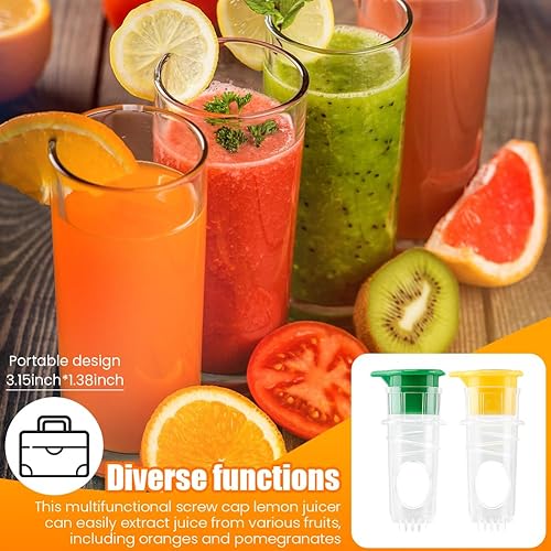 Miniatura 9 de Exprimidor de limón, paquete de 2 exprimidores de limón con tapa de rosca, exprimidor manual de limones con filtro integrado, extractor de jugo