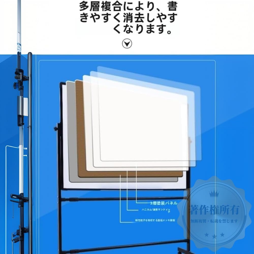 Amazon | SLLS 縦型ホワイトボード 脚付き 両面 回転式 マグネット対応