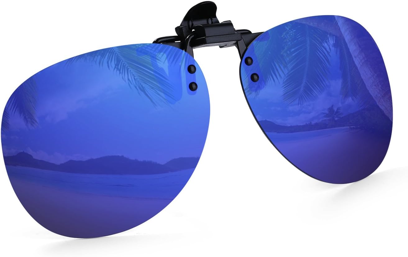 Royal Blue Mirror Retro Clip On Sunglasses