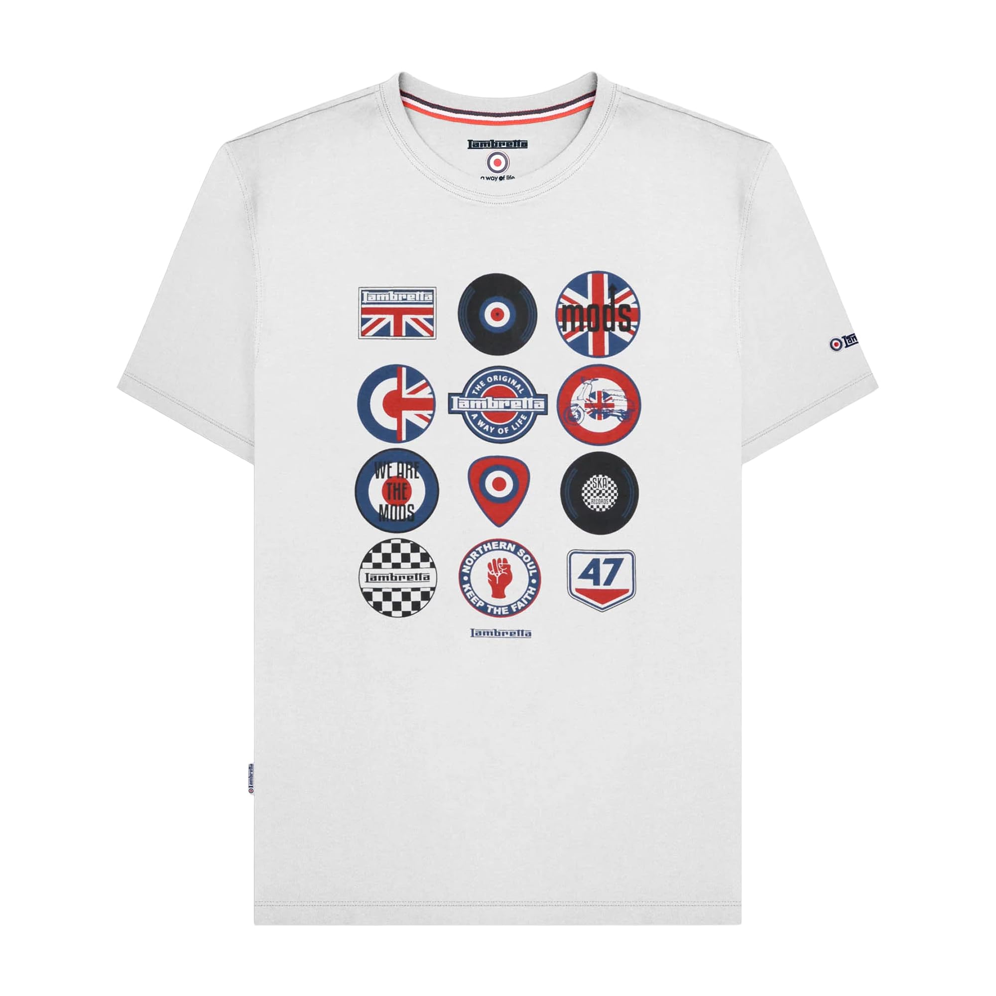 Lambretta Mens Badges Short Sleeve T-Shirt - White - 4XL