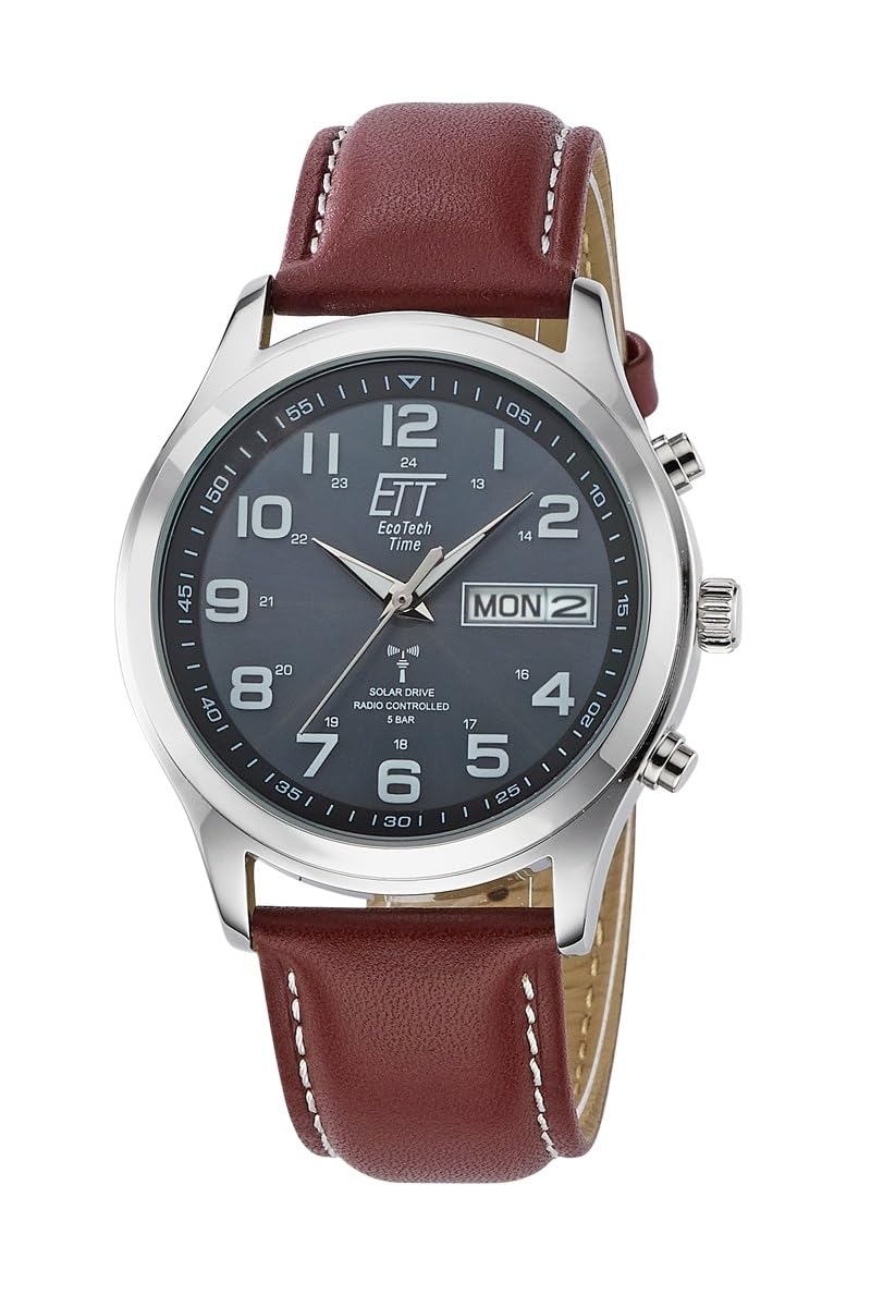 ETT Eco Tech Time Funk Solar Herren Uhr Analog mit Leder Armband EGS-11251-22L
