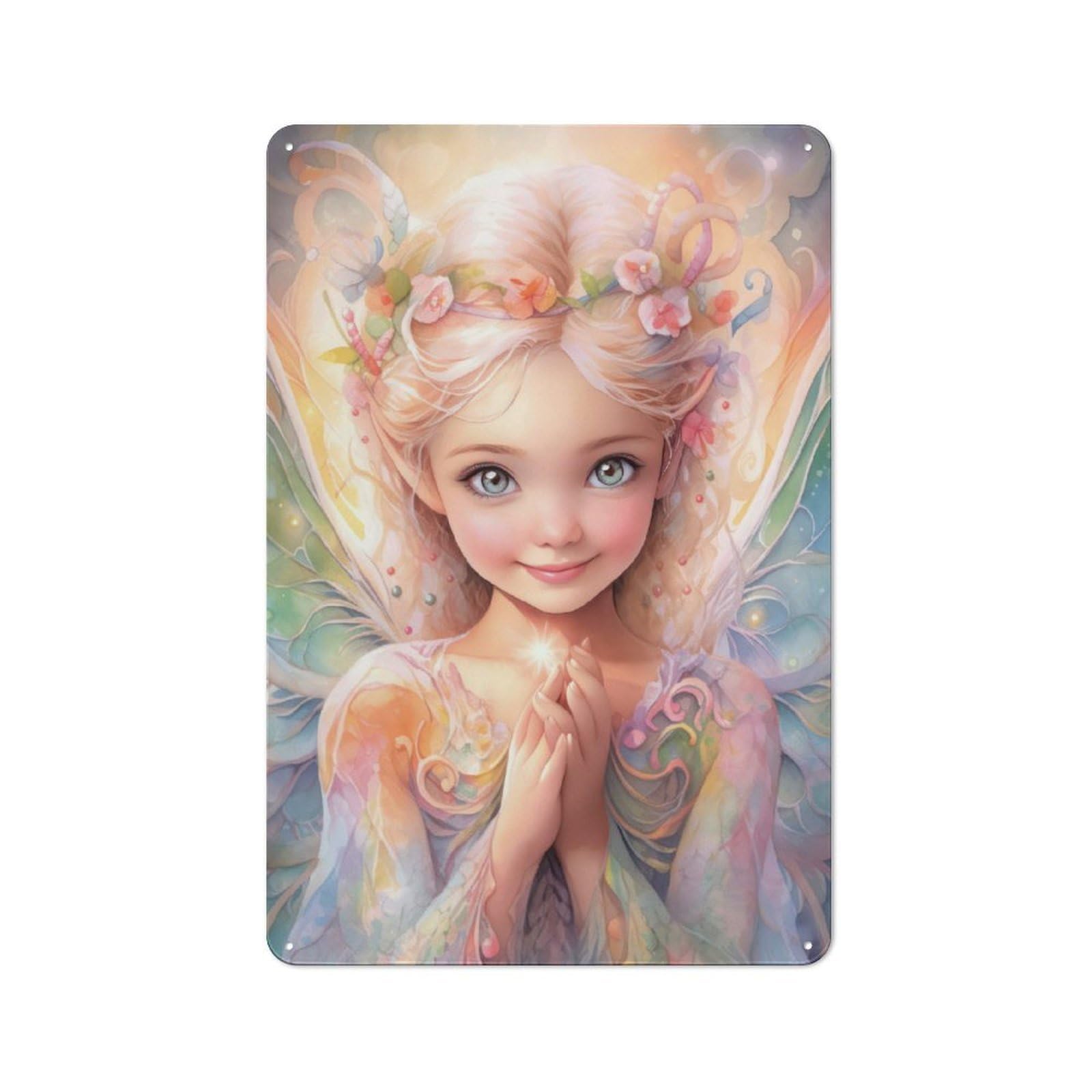 Junmoney Style-16 Vintage Metal Plaque 30X20cm Featuring The Fairy Faith For Home Bar Wall, A Metal Wall Feature For Home Bars And Entertaining Spaces
