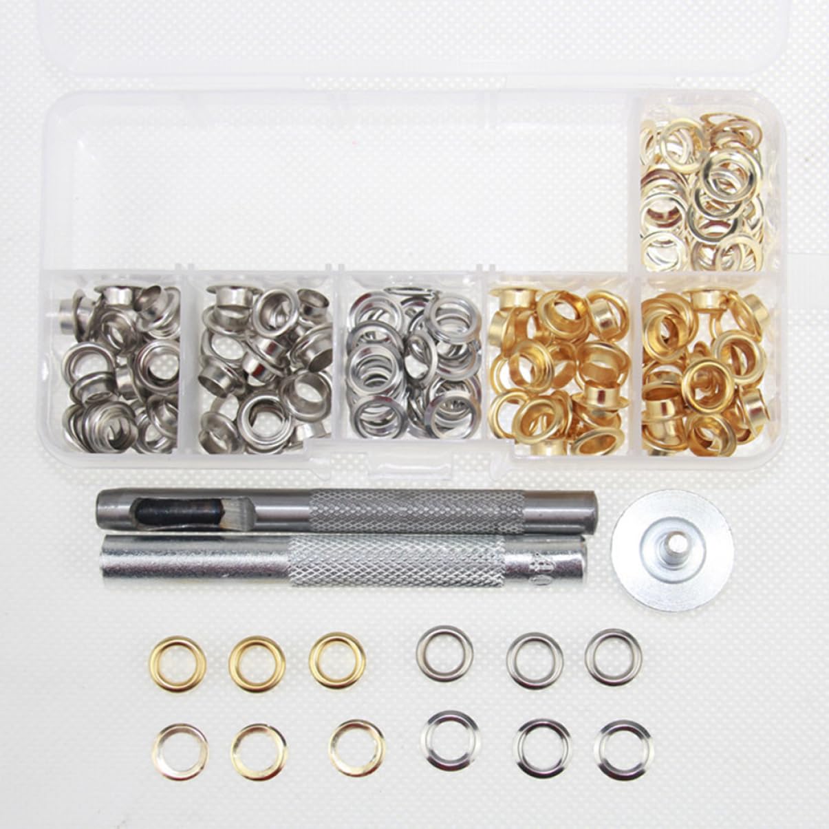 100pcs Metal Grommets Eyelet Button Set Installation Tools for Shoes Crafts Clothing Easy Storage for DIY Projects and Items