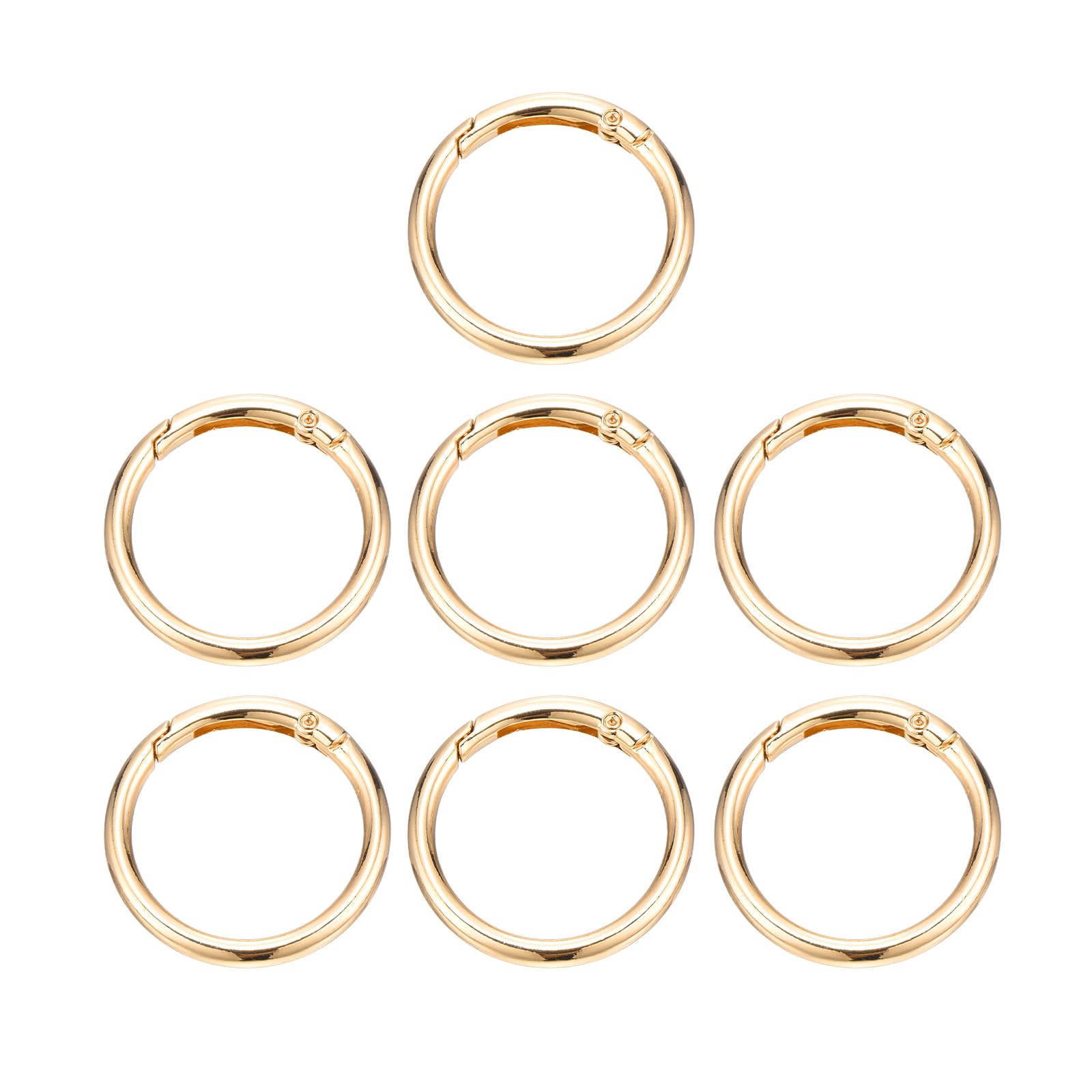 PATIKIL 7 Pcs Metal Spring O Rings, 1.5"/39mm Trigger Spring O Ring Round Clips Snap Hooks Rack Plating for Keyring Buckle Keychains Bag Pendant Purse Handbag Strap DIY Craft, Pale Gold