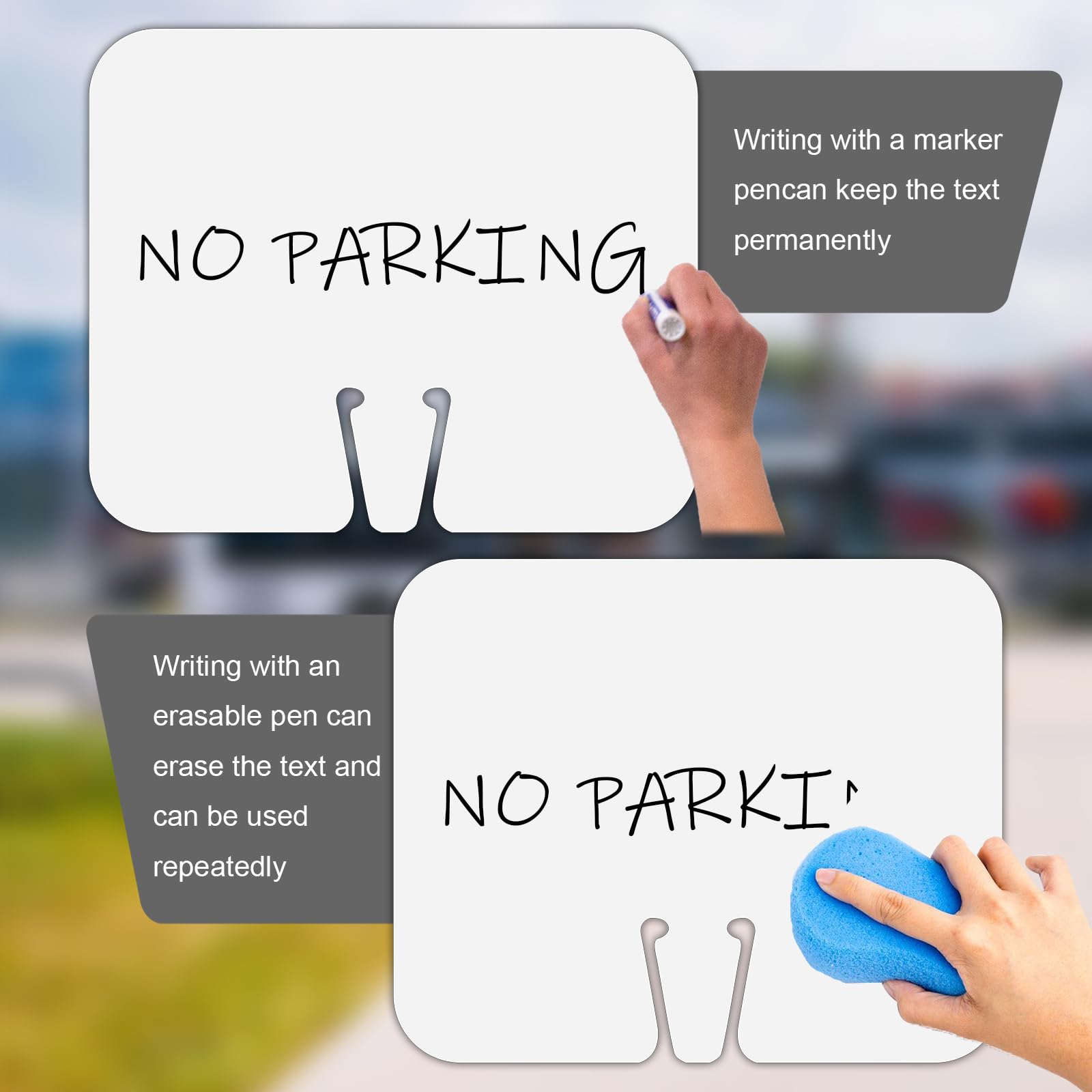 5 Pack Blank Traffic Cone Signs, 12.6"x10.4" Write-On Traffic Sign, PVC Traffic Cone Top DIY White Sign for Road Barricade Outdoor Construction Waterproof — Amazon image 3