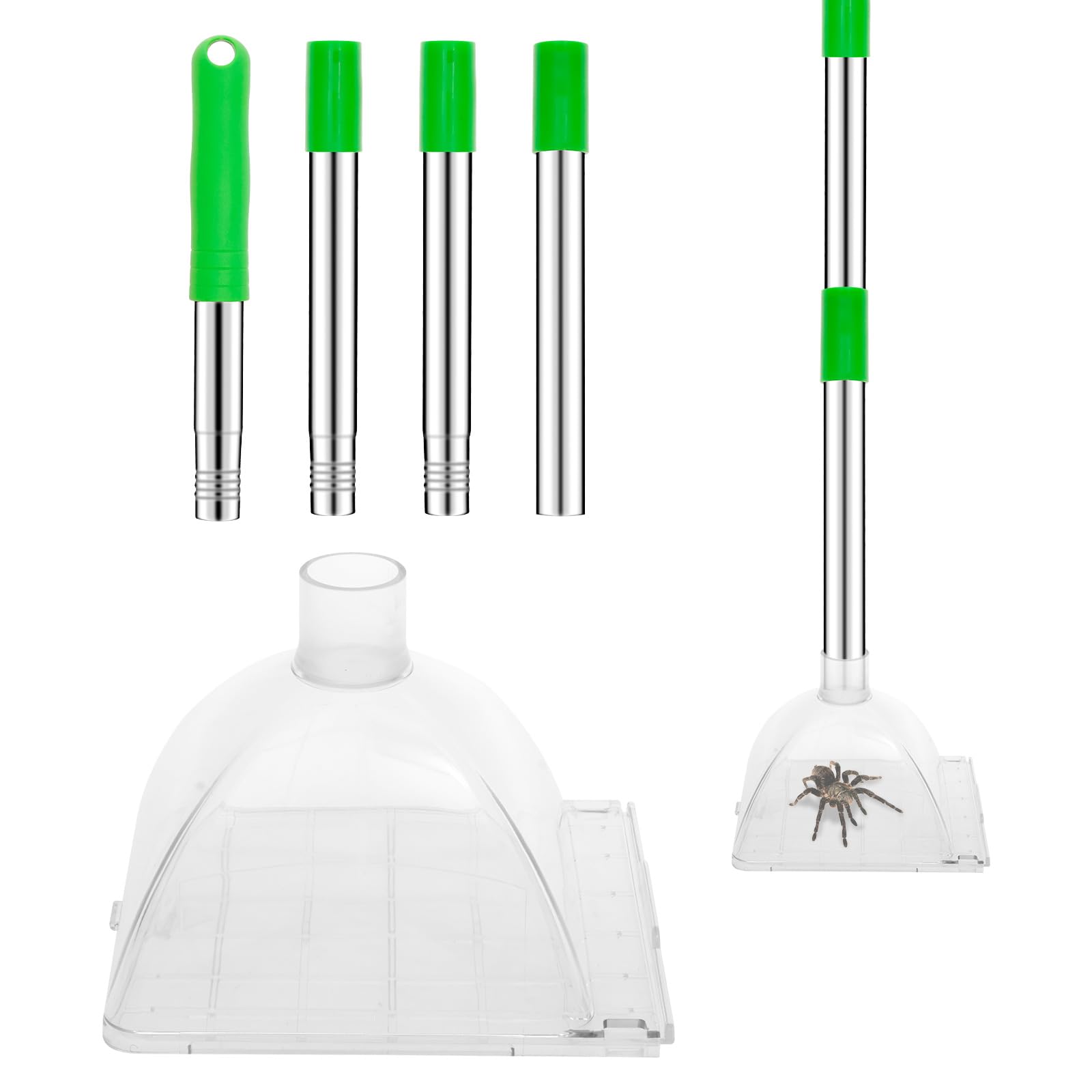 32 Inches Adjustable Long Handle Spider Grabber, Contactless Catching Tool, Remove Spiders Insects, Bugs, Wasps, Pest Trap Bugs Catch Crawling Insect Trap for Home Indoor and Outdoor Use