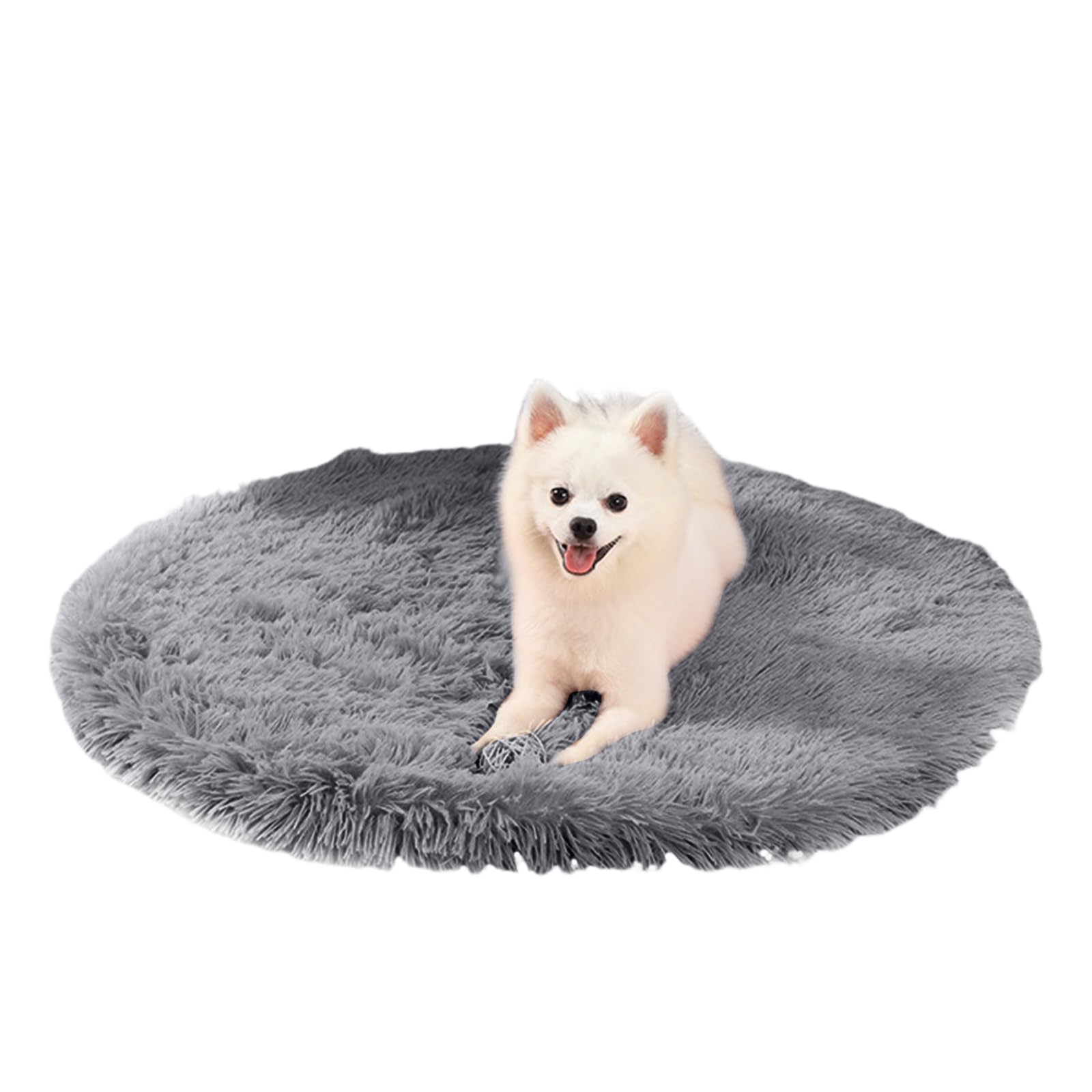 PETCUTE Round Dog Bed Mat,Washable Warm Dog Bed Blanket, Ultra Soft Long Plush Pet Cushion, Deluxe Plush Dog Mat with Anti-Slip Bottom,for Household Small and Medium Large Pets, Dog,Cat