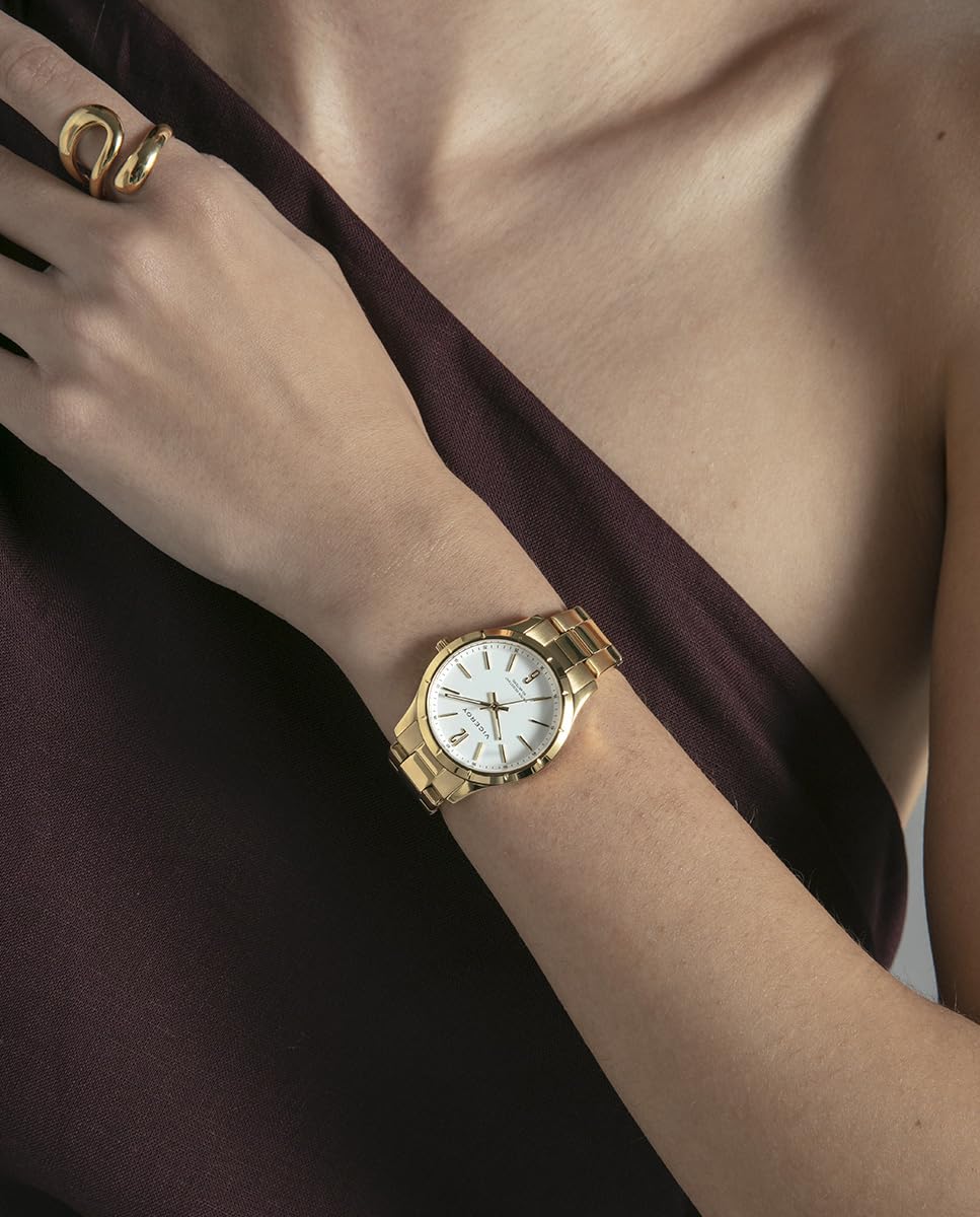 Viceroy Reloj Mujer Elegante para Vestir de Acero Inoxidable - 32 mm - Movimiento de Cuarzo - Bisel Dorado - 401342
