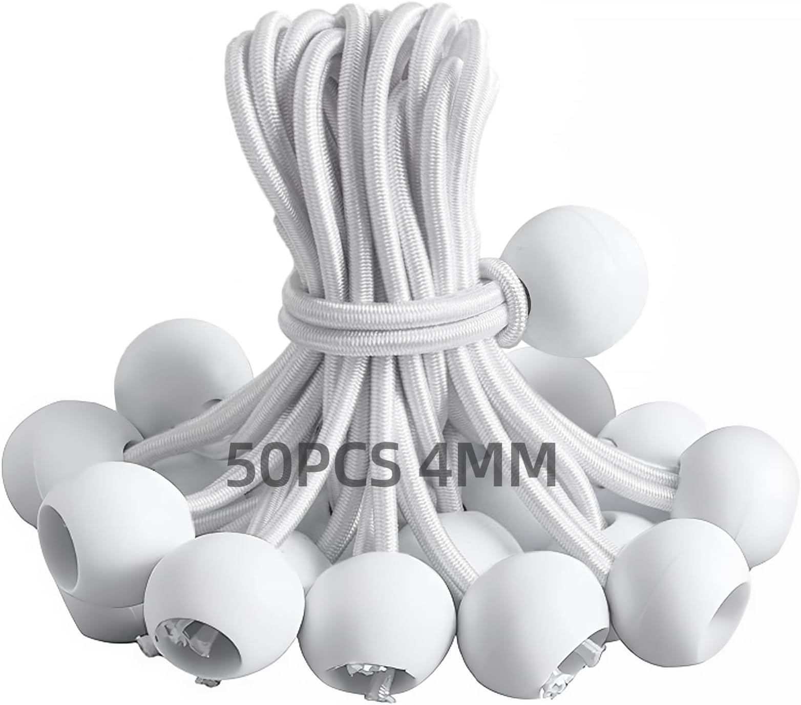 Lot De 100 Attaches élastiques à Boule Noires - Cordon élastique Robuste Pour Bâche, Auvent, Bricolage