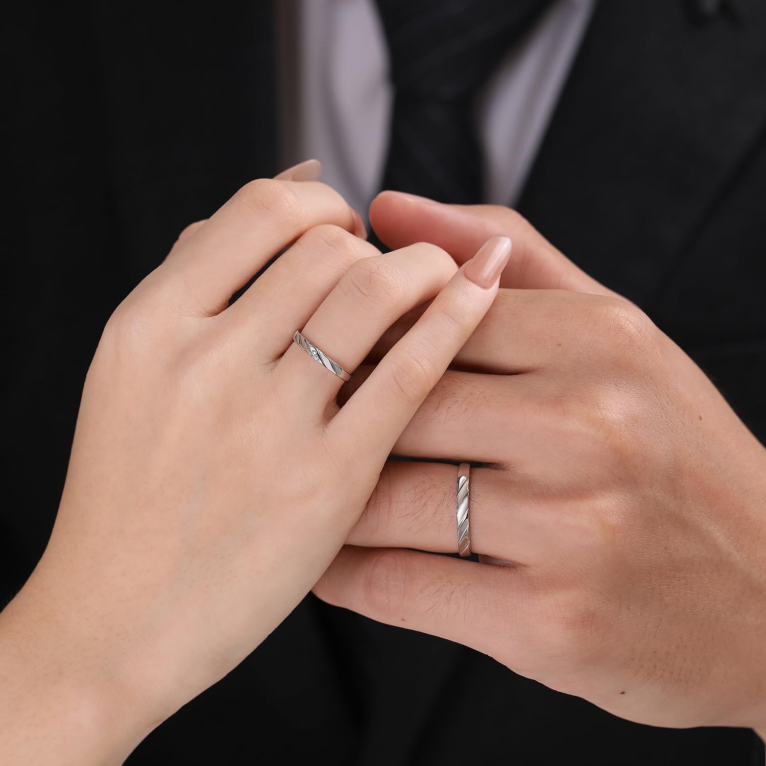Meissa Alianzas Anillos de Compromiso Boda Ajustables Anillo para Pareja de Plata 925 Mujer 2,2mm con Circonitas & Hombre 2,7mm Juego de Regalo San Valentín Aniversario, Juego de dos anillos