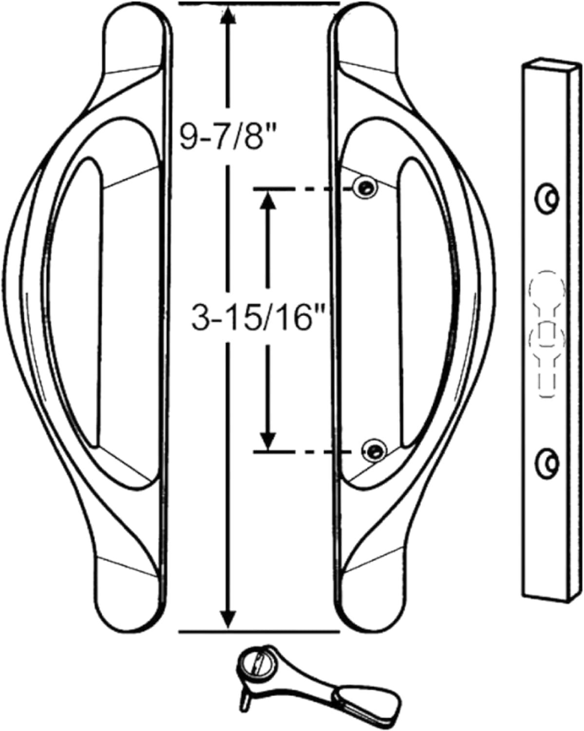 Easy Fix Hardware Amesbury Truth Sliding Door Handle Set Replacement | Allure Sliding Glass Patio Door with 3-15/16