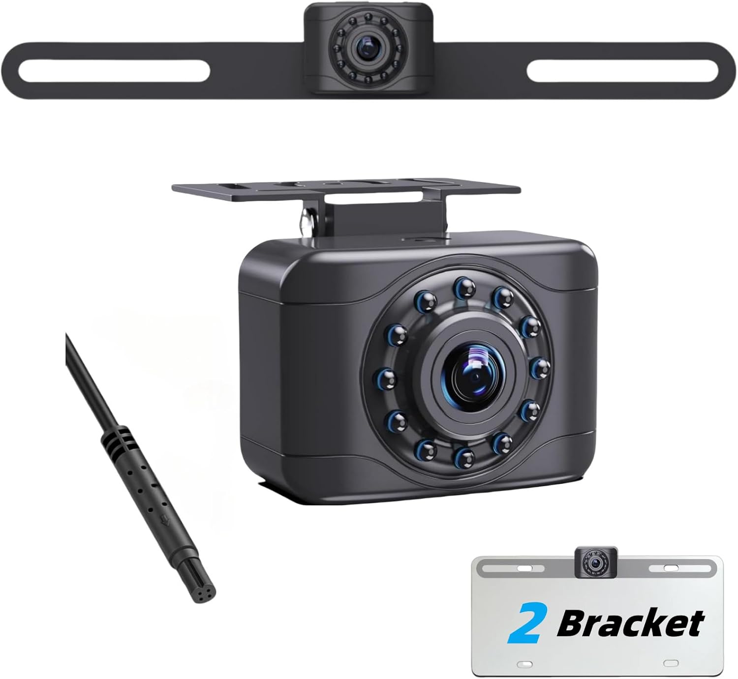 X1P HD Backup Camera License Plate Rear View Camera for Car, IP69 Waterproof Cámaras de Reversa para Autos with Clear Night Vision, Wide View Angle Universal Camera for Truck SUV RV Pickup