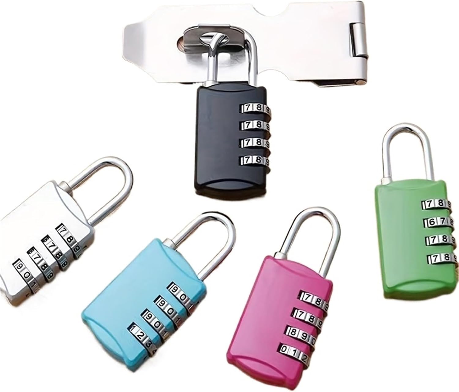 4-Digit Password Lock, Pink, Gym Student Dormitory Cabinet Backpack Suitcase Drawer Zipper Password Lock Hanging Lock SS(Rose red)