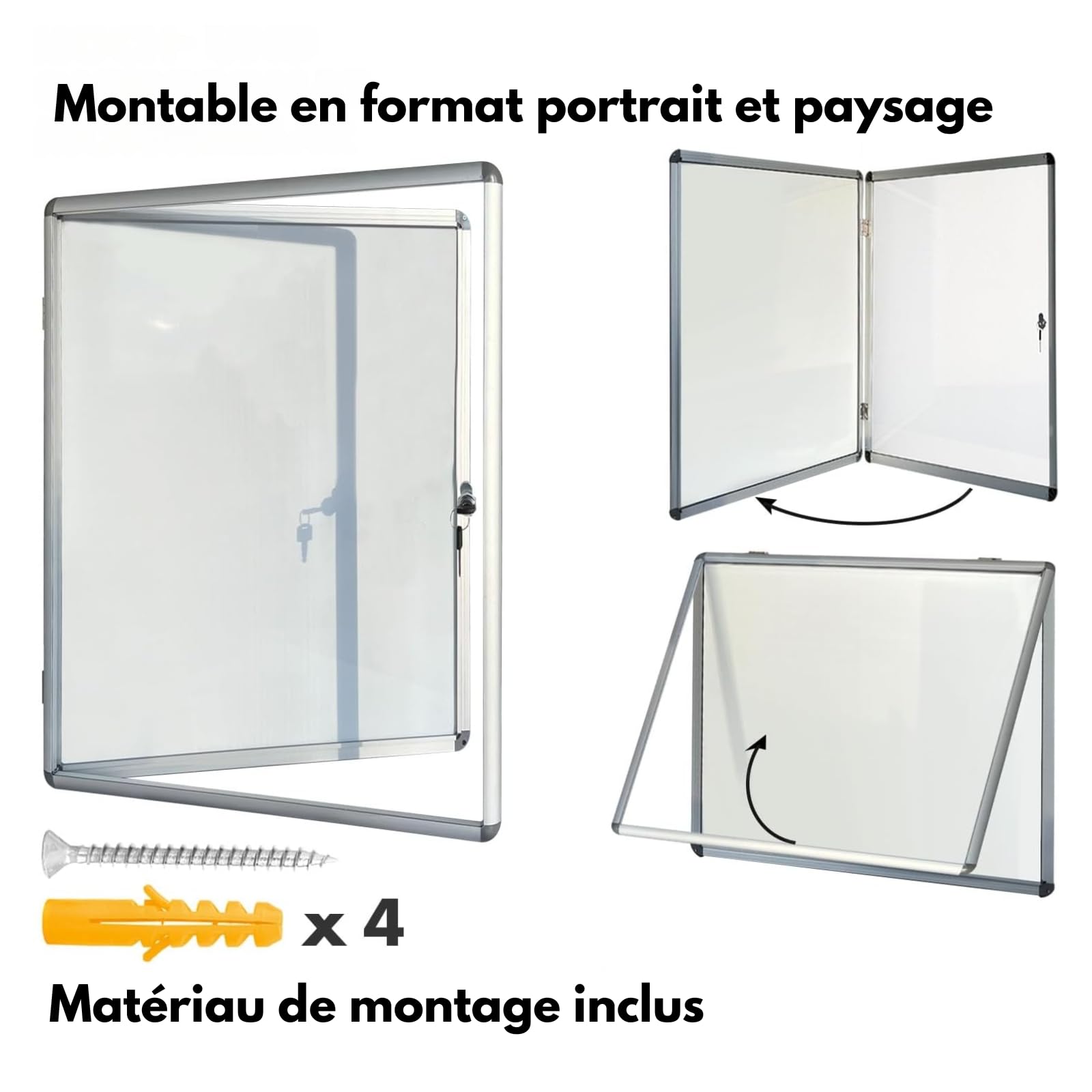 KARAT - Vitrine d'affichage - Enseignes murales en Verre Acrylique - Panneau magnétique - Tableaux d'affichage -Cadres d'affichage avec Serrure - Armoires d'affichage Cadre en Aluminium - Format 6xA4