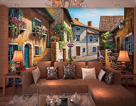 Amazon 女の子の寝室のための 3 D 壁紙 美しいヨーロッパの町 壁紙壁画 3d 自己粘着ウォールステッカー子供部屋少年ルーム飾る壁壁紙クリスマスギフト誕生日 250x175 Cm 壁紙