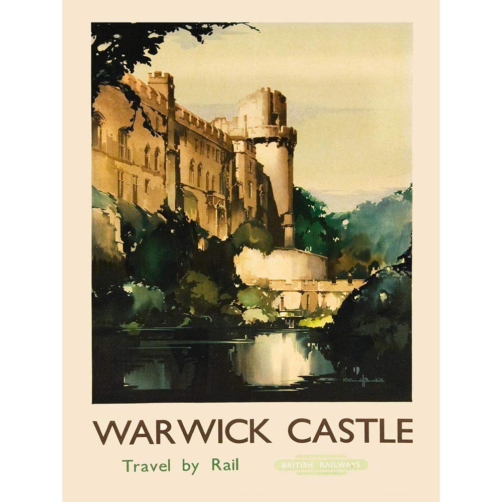 Wee Blue Coo Vintage Travel Warwick Castle British Railways Art Print Poster Wall Decor 12X16 Inch
