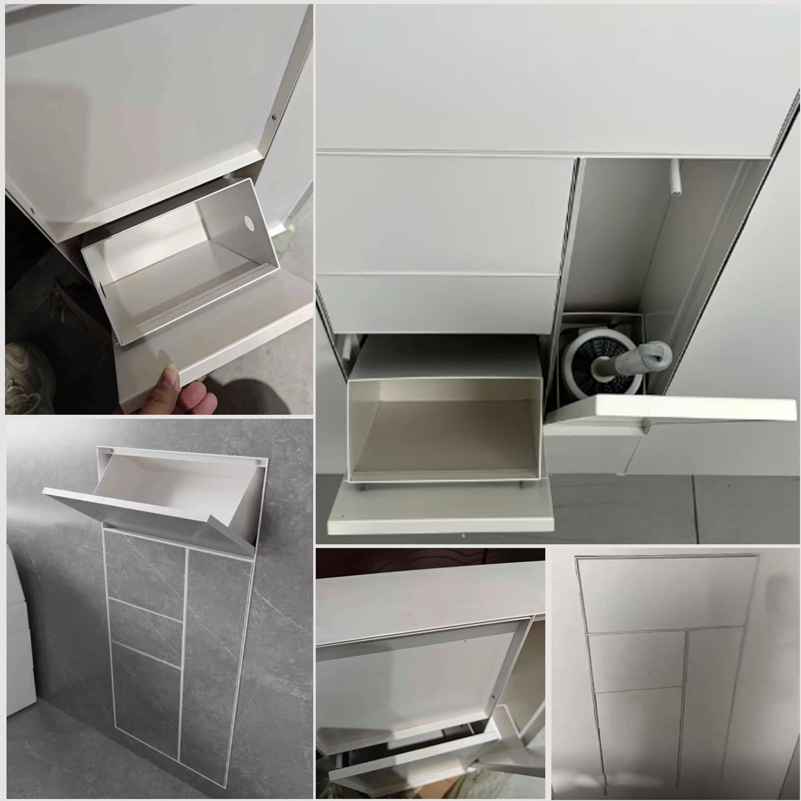 Portarotolo da incasso bianco con mensola, da parete, per bagno e cucina, in acciaio inox, salvaspazio
