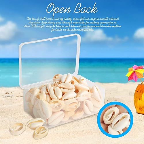 Miniatura 3 de LEOBRO 120 cuentas de concha en espiral natural con espalda abierta, corte liso, conchas marinas, conchas marinas, conchas de cauri, cuentas con