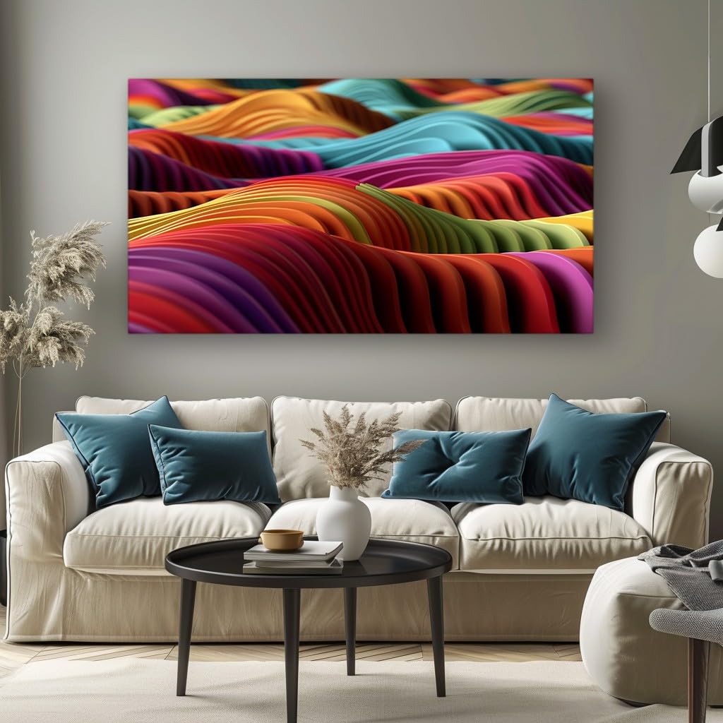 MKBKLI Abstract Canvas Wall Art for Living Room Colorful striped geometric pattern Paintings for Bedroom, Office, Kitchen - Home Decor Pictures 50x100cm